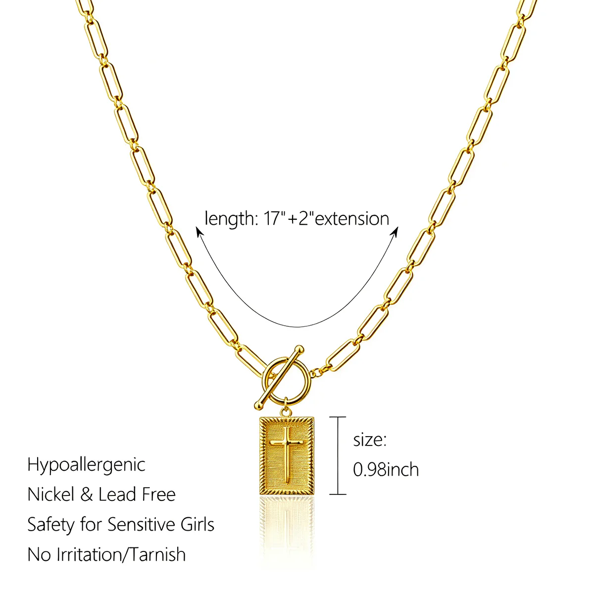 ✝️ Cross Pendant Paperclip Chain Necklace, Unisex, Waterproof and Sweat-Resistant, Fade-Proof - Image 5
