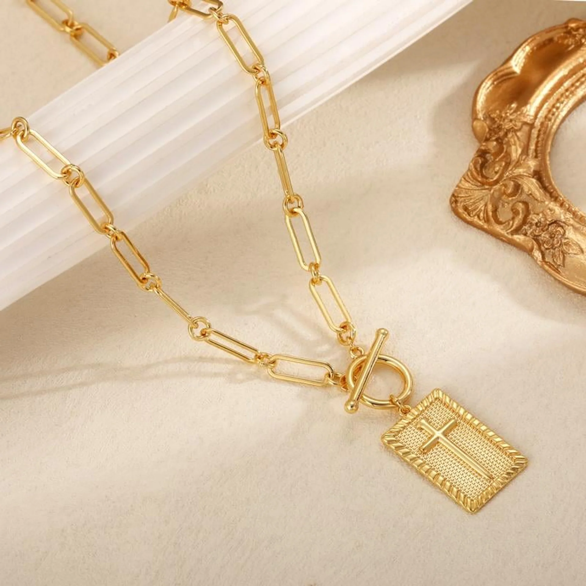✝️ Cross Pendant Paperclip Chain Necklace, Unisex, Waterproof and Sweat-Resistant, Fade-Proof - Image 6