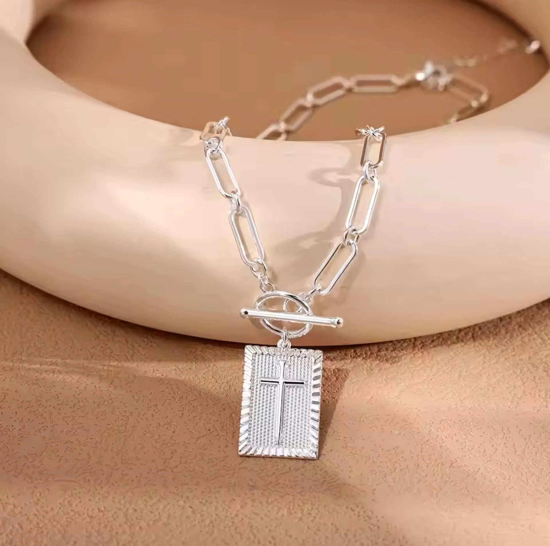 ✝️ Cross Pendant Paperclip Chain Necklace, Unisex, Waterproof and Sweat-Resistant, Fade-Proof - Image 8
