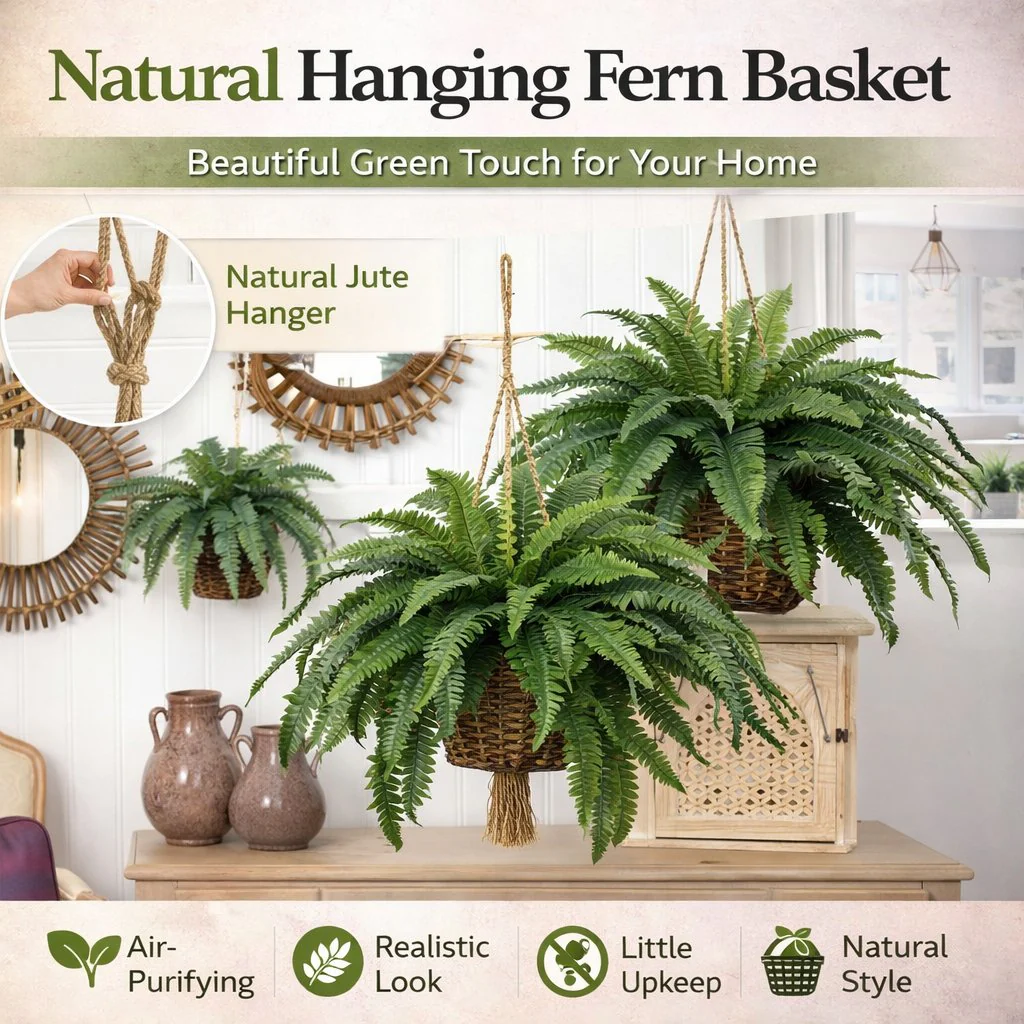 🌿🏡Artificial Hanging Fern Plant – Effortless Greenery for Home & Garden - Image 2