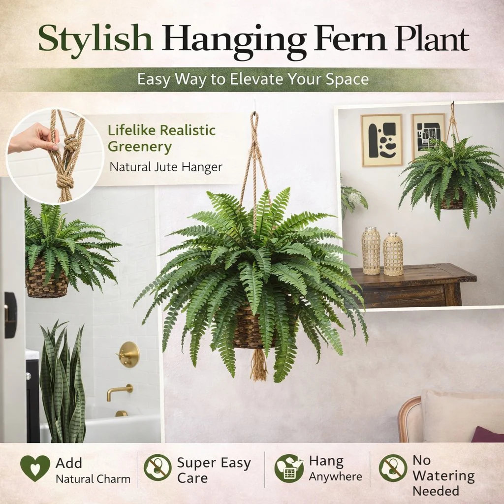 🌿🏡Artificial Hanging Fern Plant – Effortless Greenery for Home & Garden - Image 3