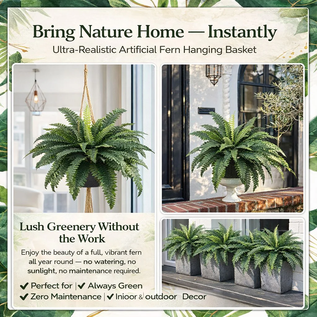 🌿🏡Artificial Hanging Fern Plant – Effortless Greenery for Home & Garden - Image 4