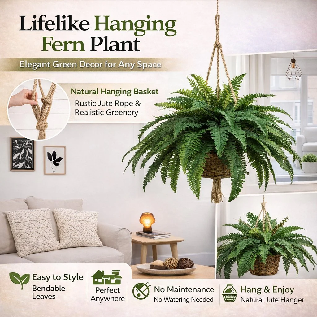 🌿🏡Artificial Hanging Fern Plant – Effortless Greenery for Home & Garden - Image 6