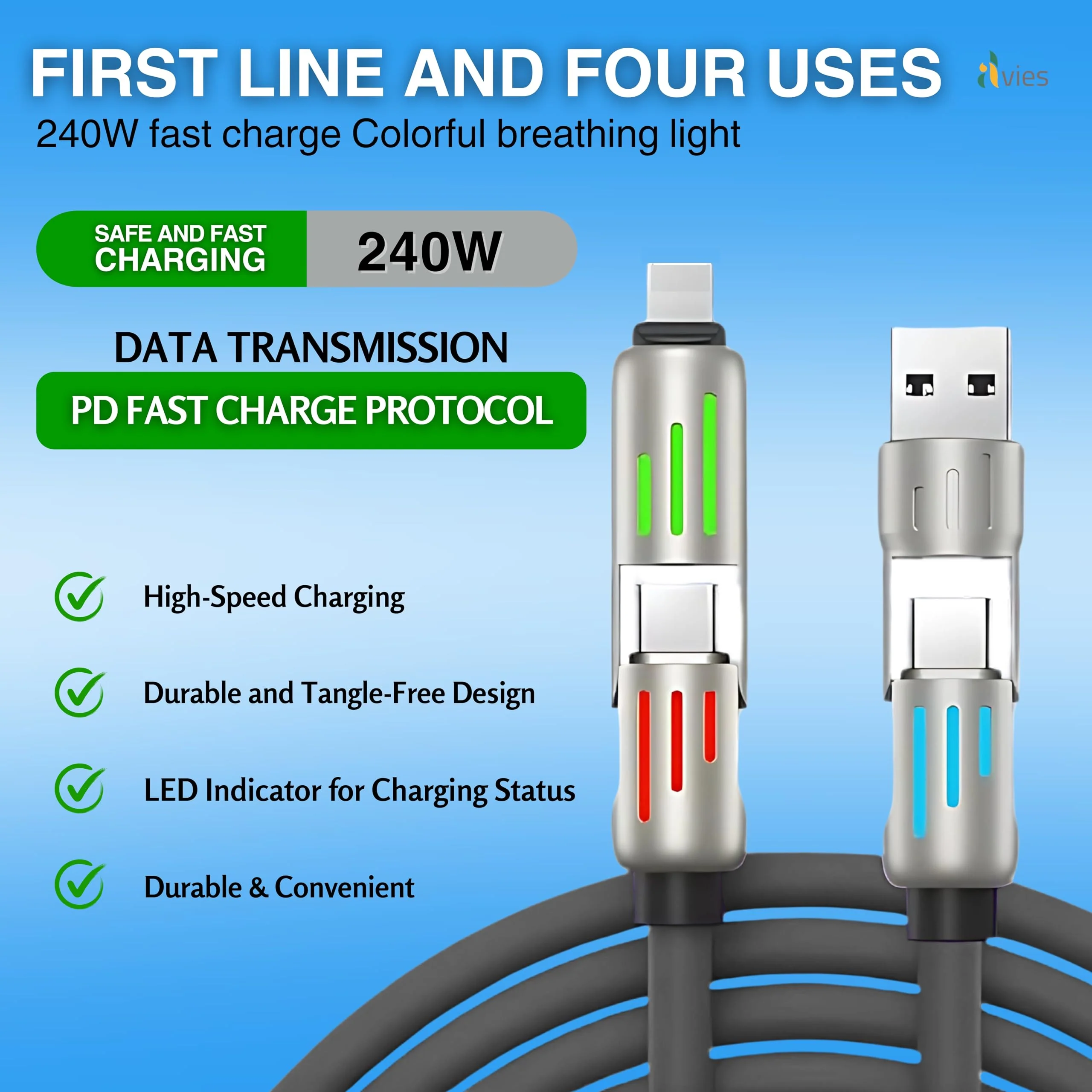 🔥4-in-1 USB Charging Cable fast charging MAX 240W - Image 15