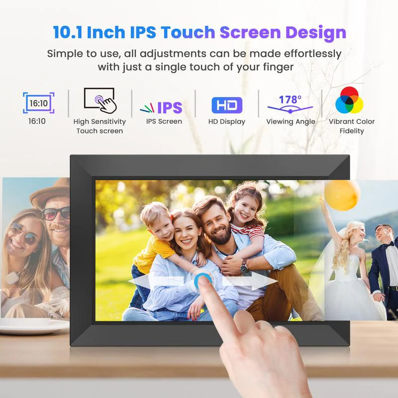 10.1" WiFi Digital Photo Frame – HD Touch Screen, 32GB Storage - Image 3
