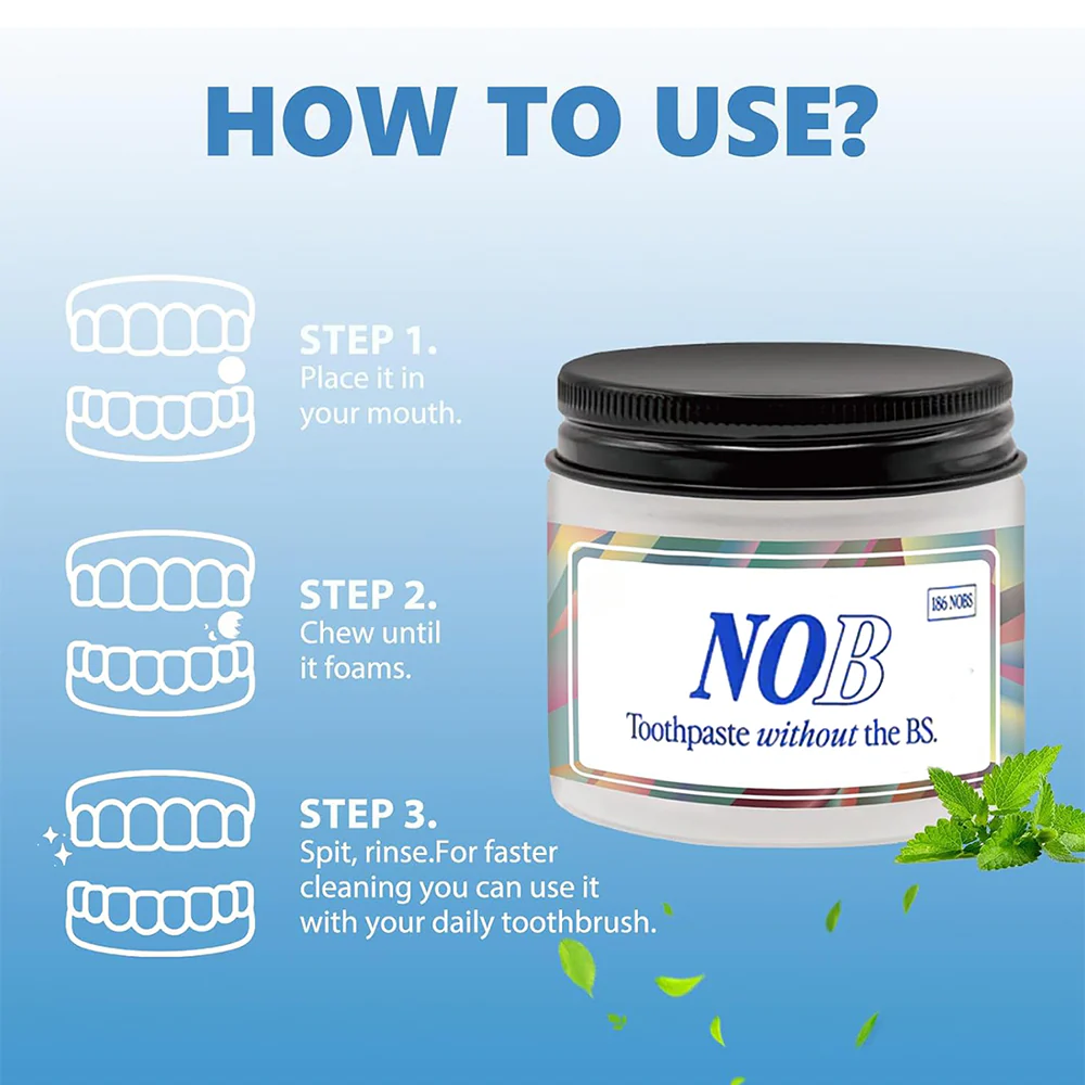 2-in-1 Toothpaste Tablets – Fresh Mint, Travel Jar (62 Ct) - Image 5