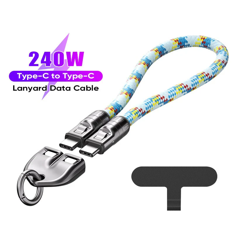 240W USB-C to USB-C Fast Charging Cable Lanyard & Wearable Wrist Strap - Image 10