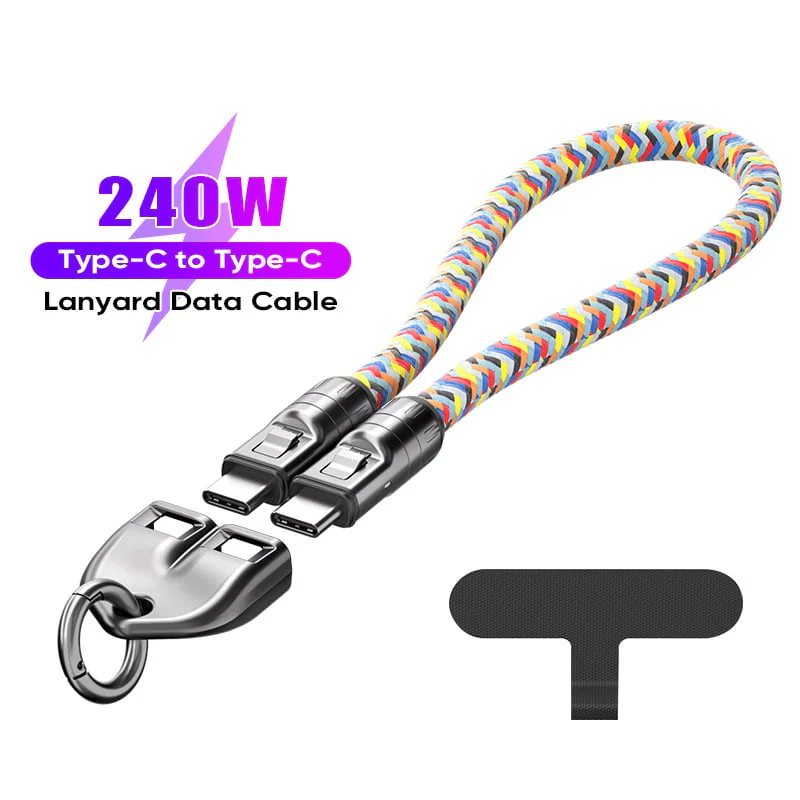 240W USB-C to USB-C Fast Charging Cable Lanyard & Wearable Wrist Strap - Image 11