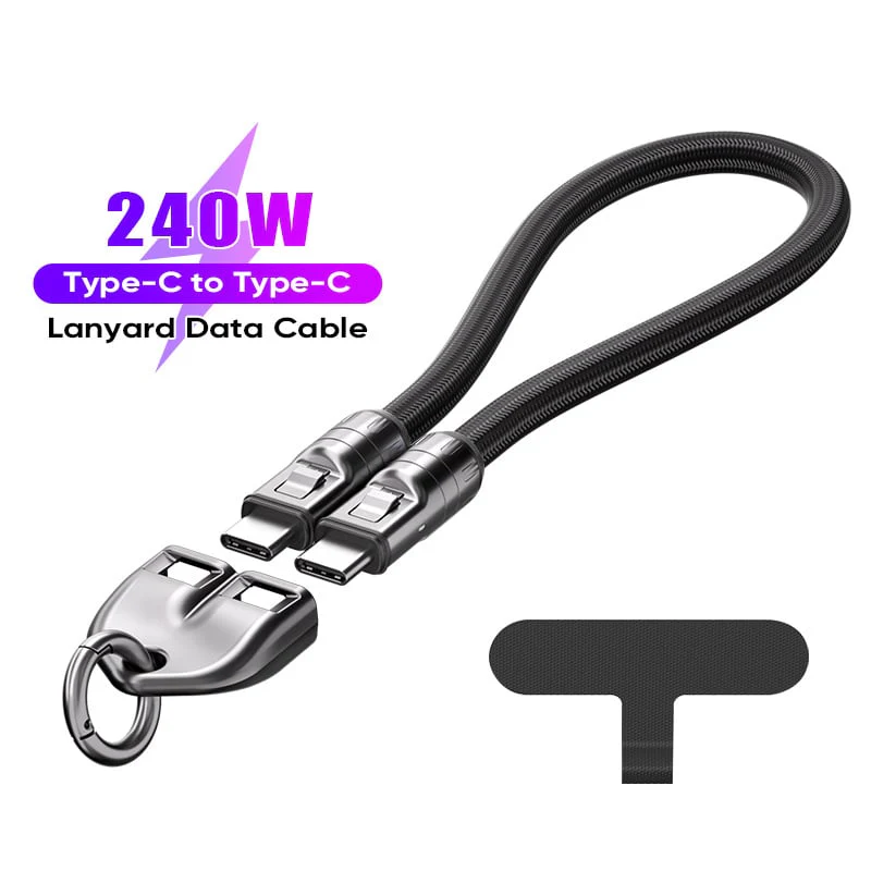240W USB-C to USB-C Fast Charging Cable Lanyard & Wearable Wrist Strap - Image 12