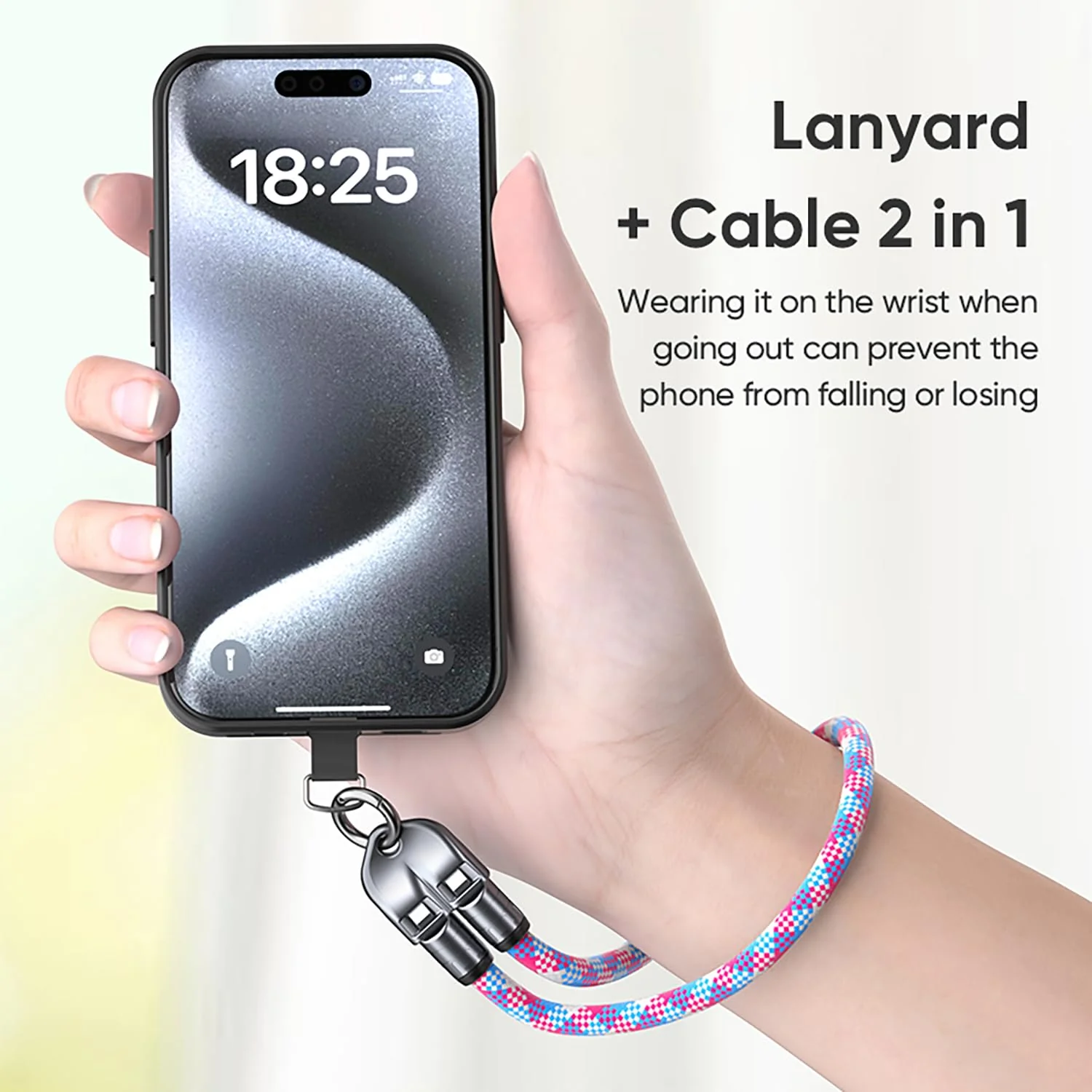 240W USB-C to USB-C Fast Charging Cable Lanyard & Wearable Wrist Strap - Image 3