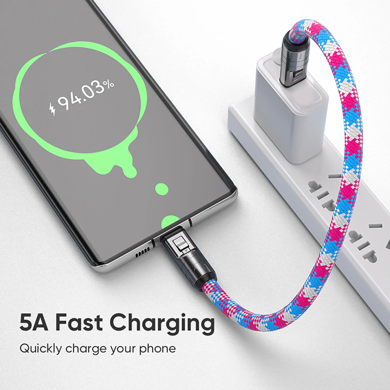 240W USB-C to USB-C Fast Charging Cable Lanyard & Wearable Wrist Strap - Image 4