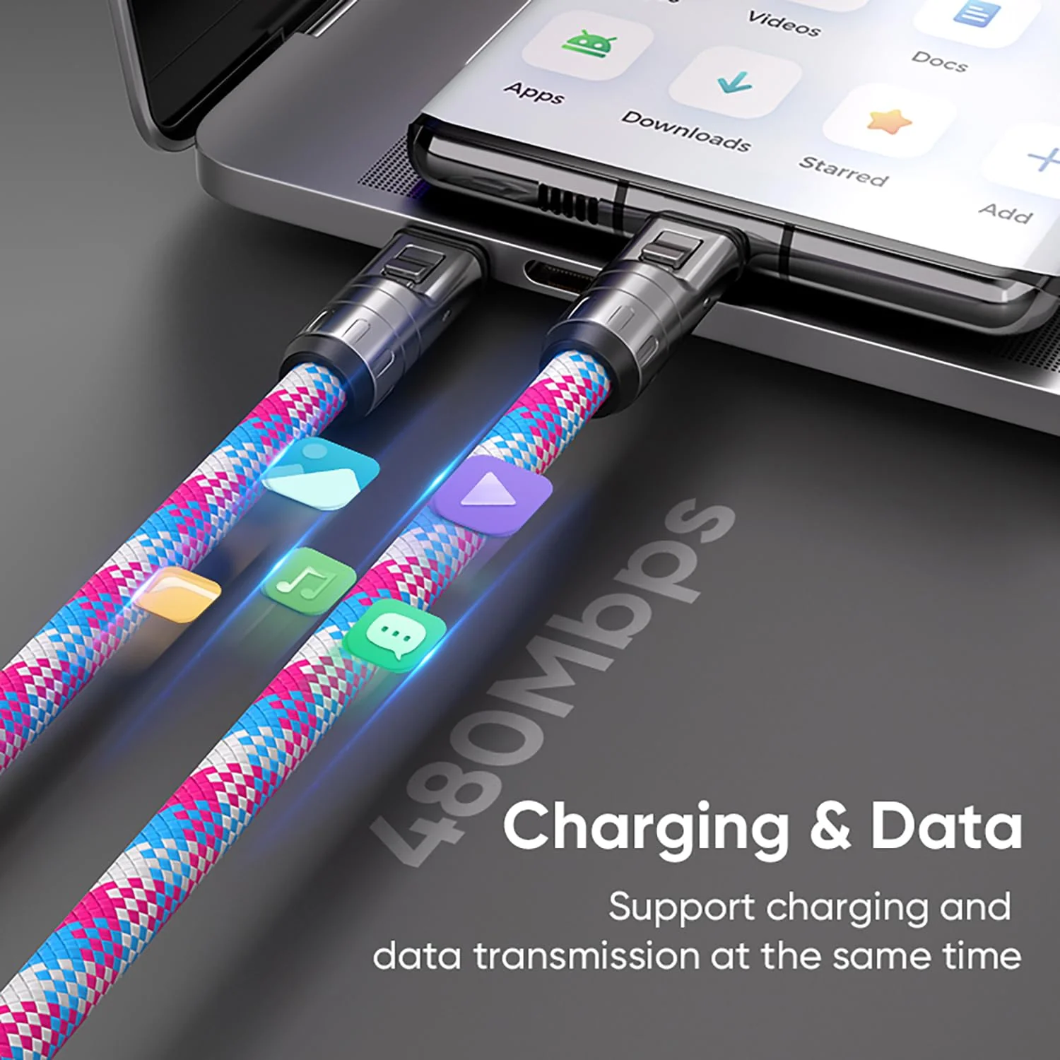 240W USB-C to USB-C Fast Charging Cable Lanyard & Wearable Wrist Strap - Image 5