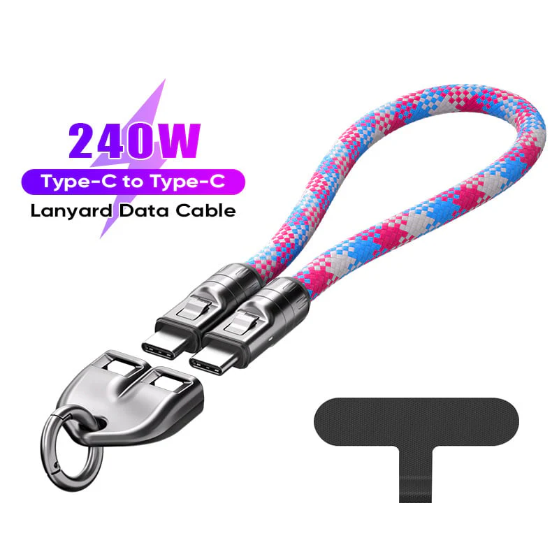 240W USB-C to USB-C Fast Charging Cable Lanyard & Wearable Wrist Strap - Image 9
