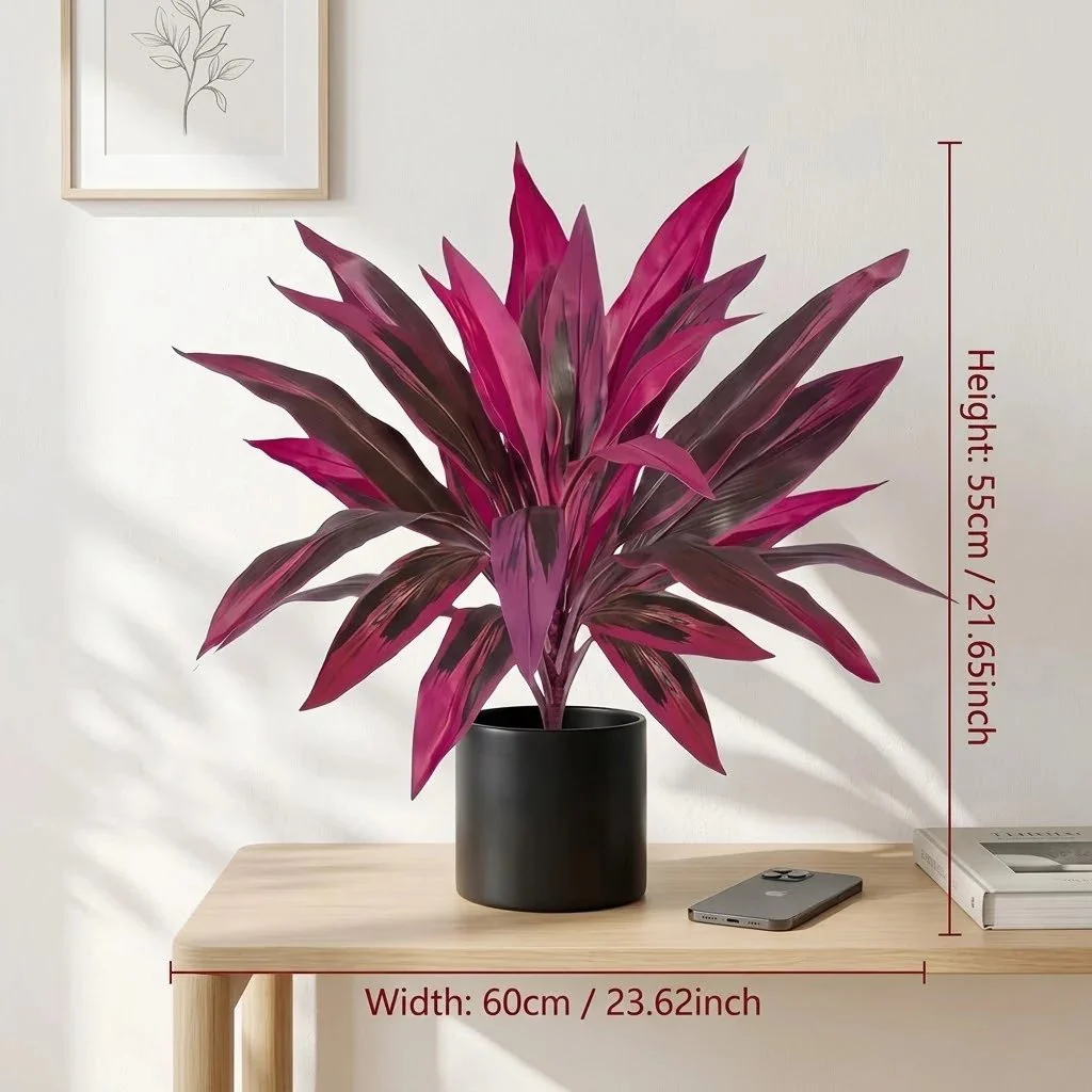 2Pcs Large Artificial Boston Fern & Dragon’s Blood Tree Plants - Image 2