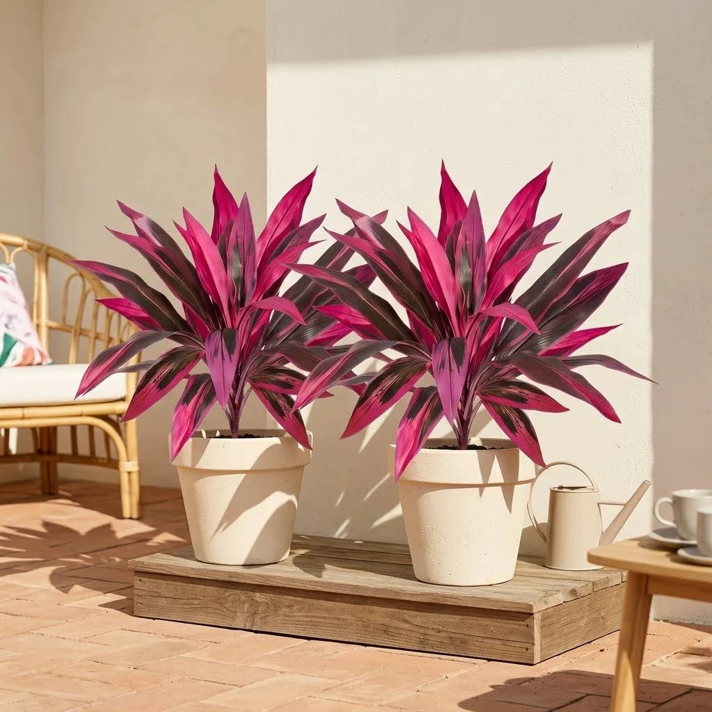 2Pcs Large Artificial Boston Fern & Dragon’s Blood Tree Plants - Image 3