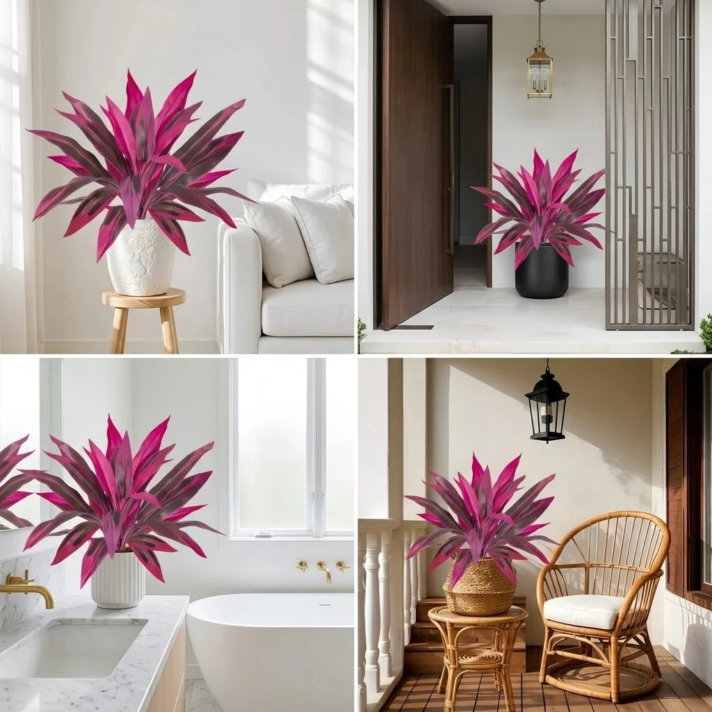 2Pcs Large Artificial Boston Fern & Dragon’s Blood Tree Plants - Image 9