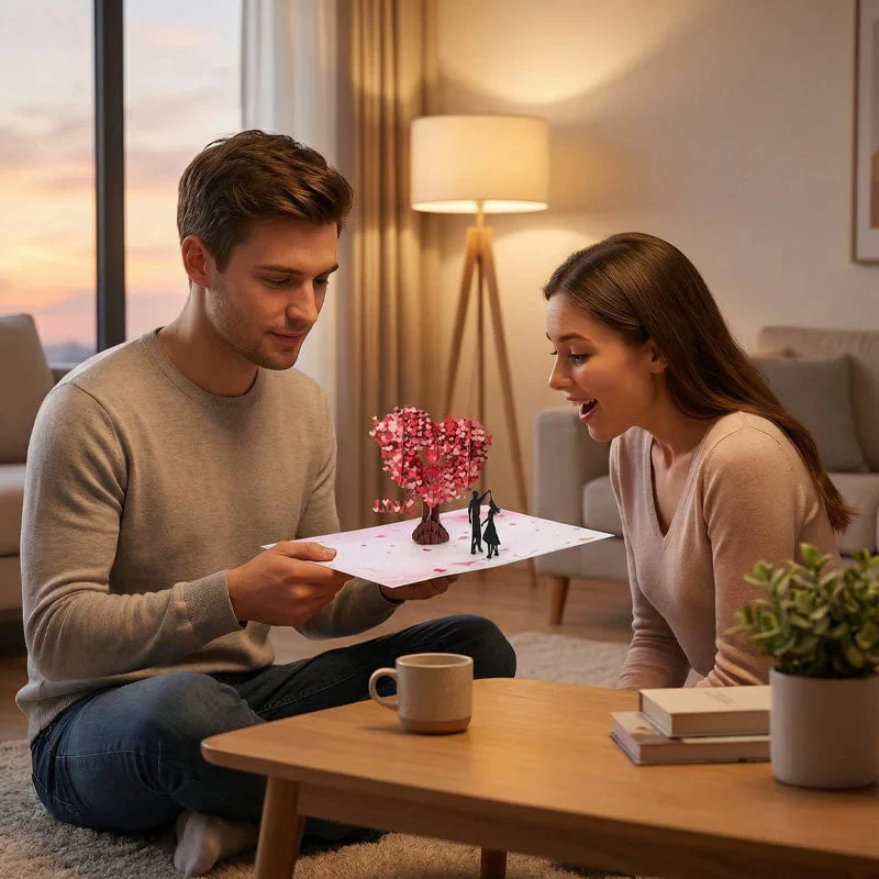 🔥3D Pop-Up Anniversary Card - Romantic Love Tree & Hearts Design💌 - Image 6
