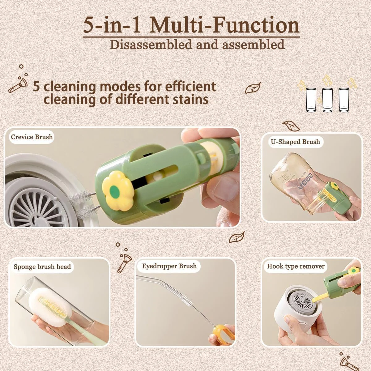5-in-1 Multifunctional Baby Bottle Cleaning Brush Set - Image 4
