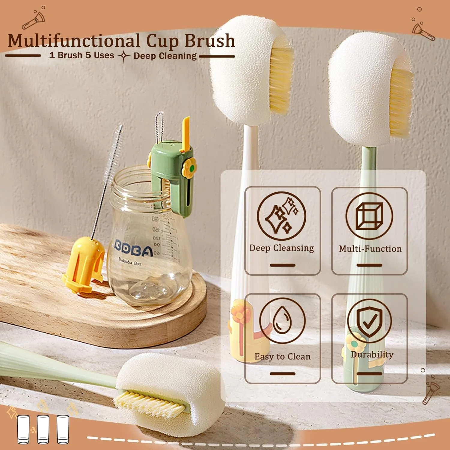 5-in-1 Multifunctional Baby Bottle Cleaning Brush Set - Image 6