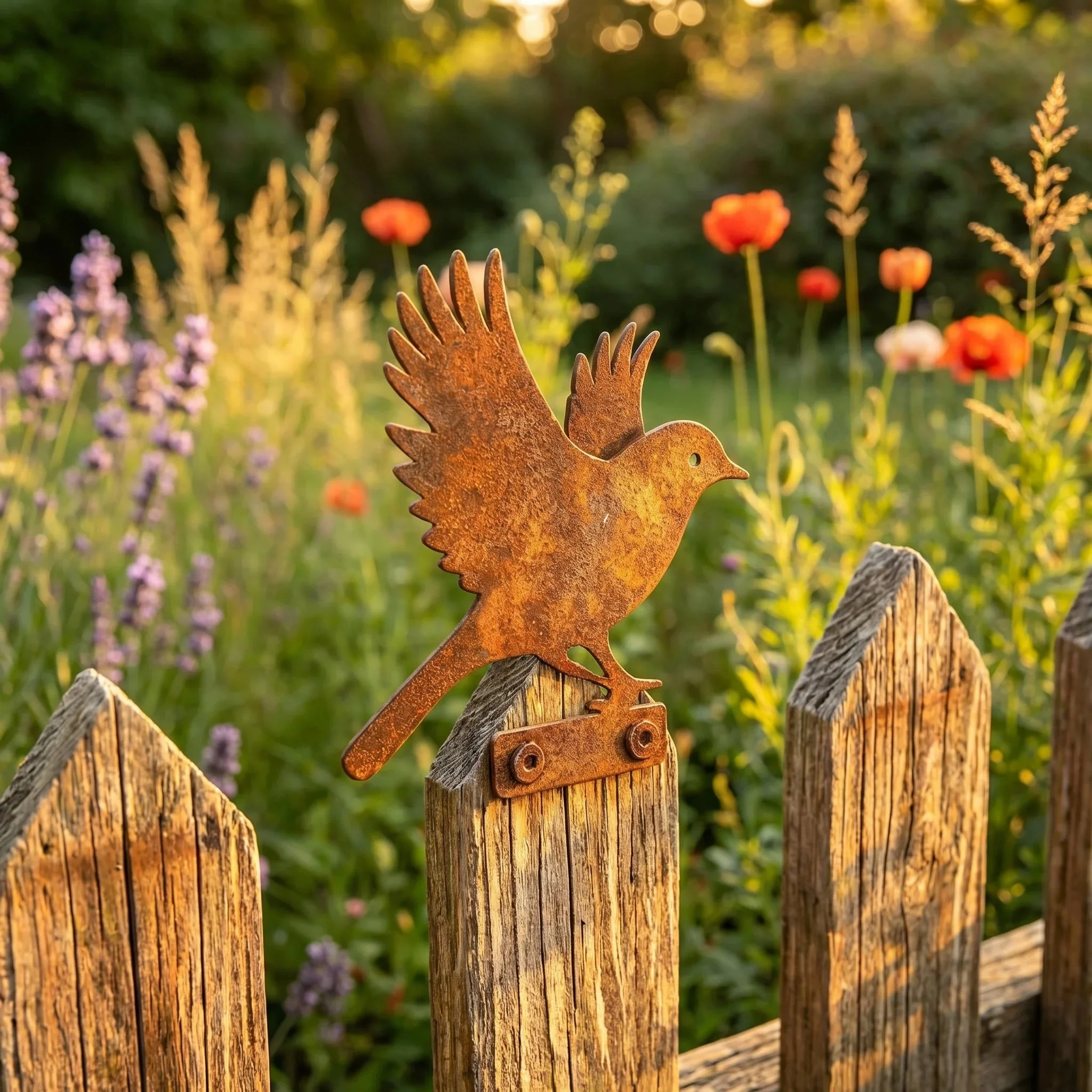 5-Piece Lifelike Rusty Metal Bird Silhouettes Garden Art - Image 13