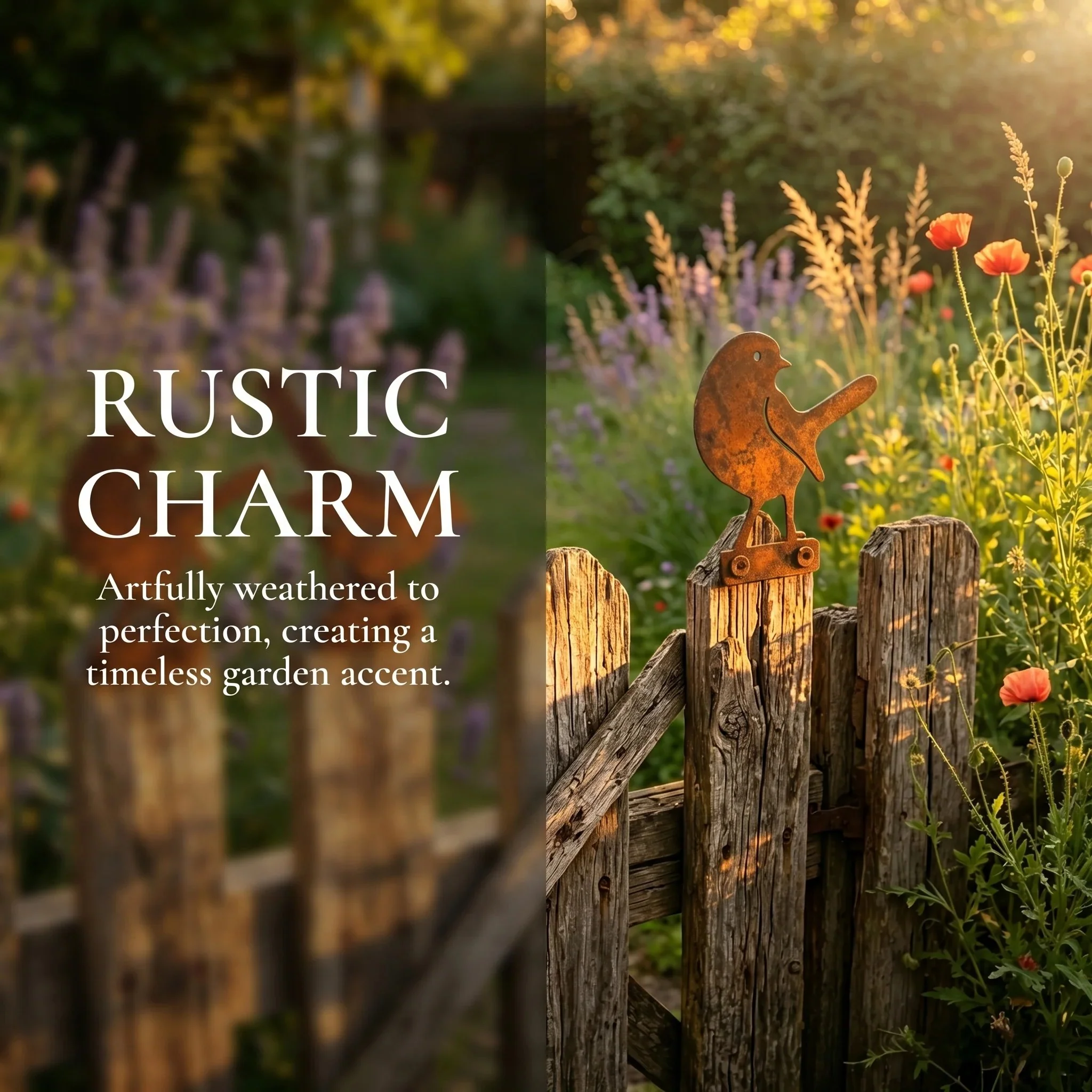 5-Piece Lifelike Rusty Metal Bird Silhouettes Garden Art - Image 5
