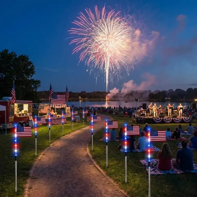 8 Solar American Flag Pathway Lights for 250th Independence Celebration - Image 6