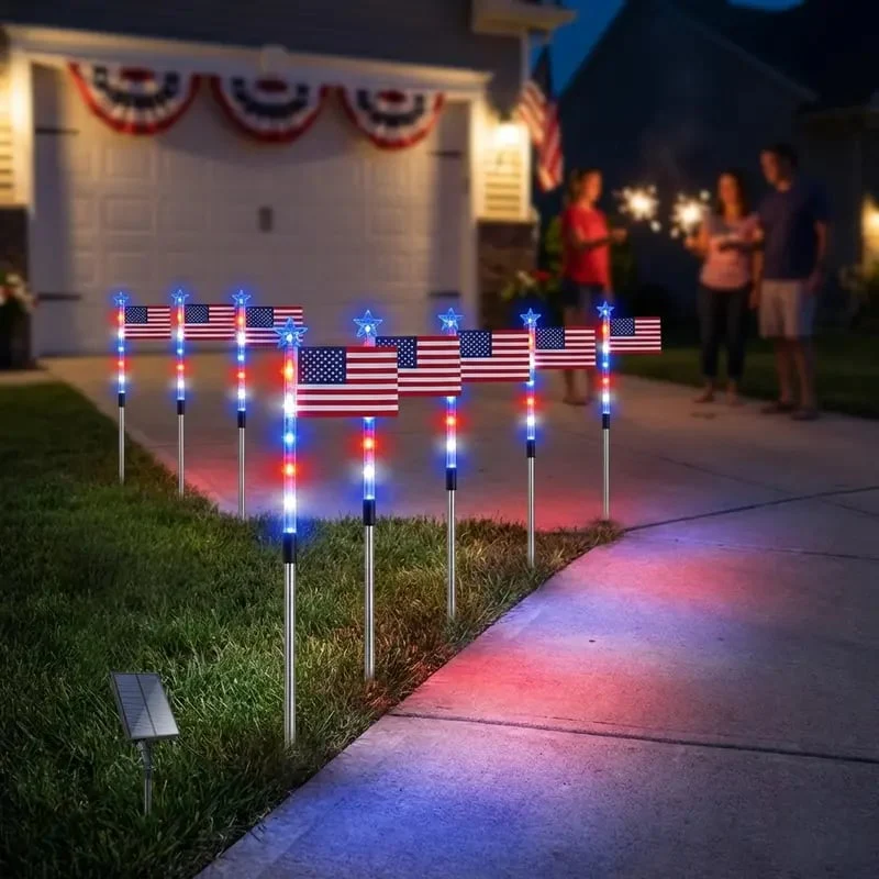 8 Solar American Flag Pathway Lights for 250th Independence Celebration - Image 7