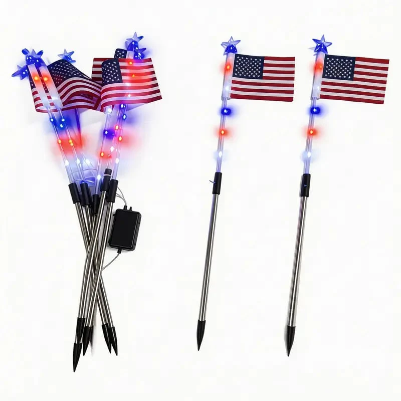 8 Solar American Flag Pathway Lights for 250th Independence Celebration - Image 8