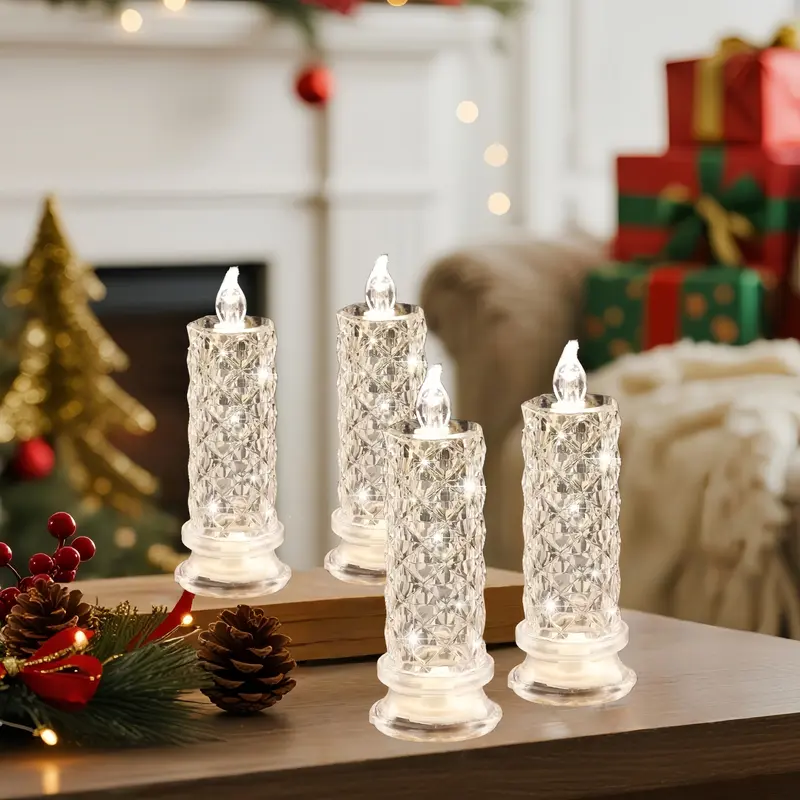 A set of 4 LED crystal candle lights ✨ - Image 9