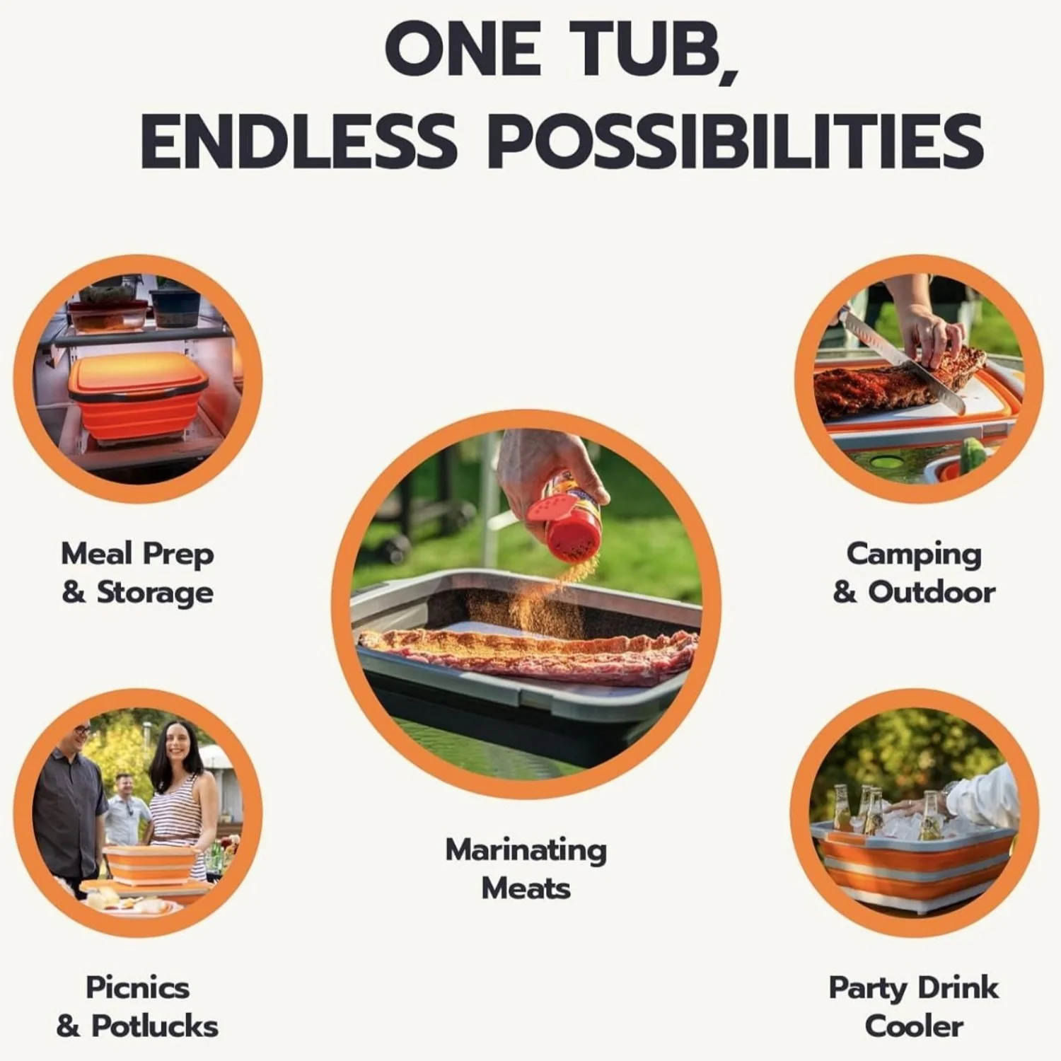 🍗🥗BBQ & Meal Prep Tub | Collapsible Prep Tub🍖🏕️ - Image 2