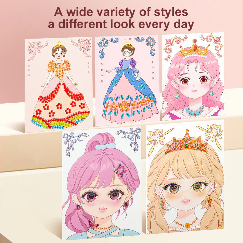 👗Special Diamond Painting & Princess Book Makeup Craft Kits Foil Art Books Set Play on Paper - Image 4