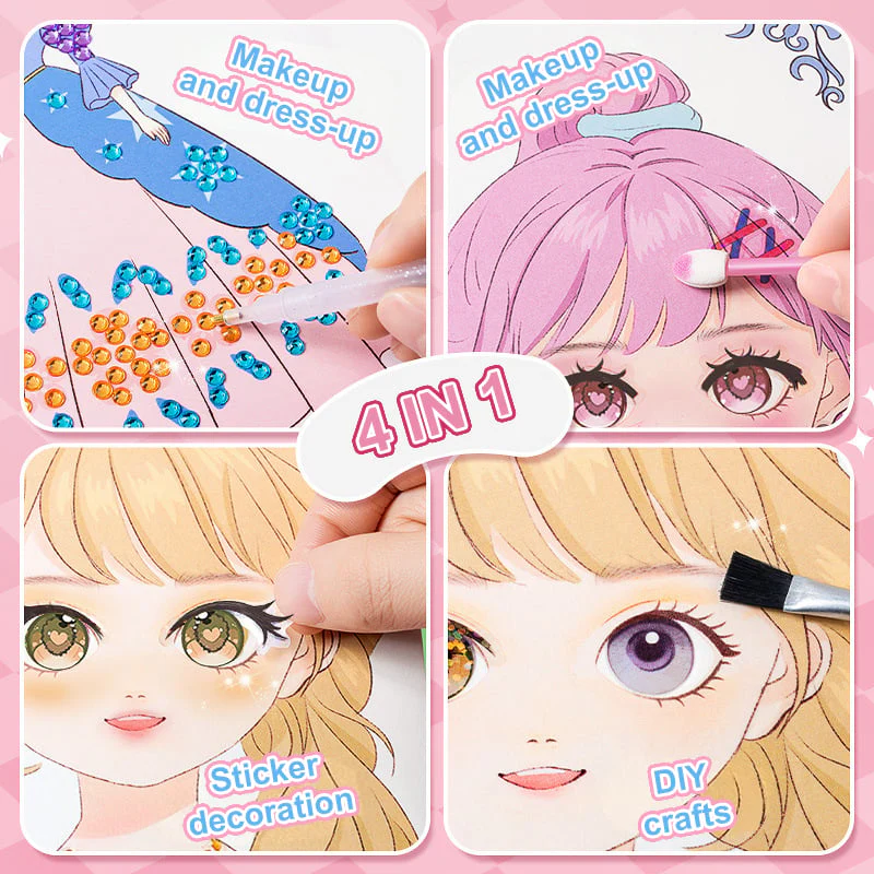👗Special Diamond Painting & Princess Book Makeup Craft Kits Foil Art Books Set Play on Paper - Image 6