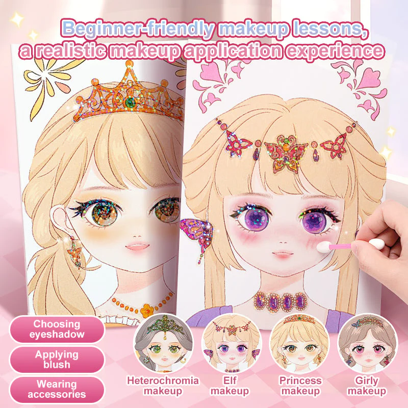 👗Special Diamond Painting & Princess Book Makeup Craft Kits Foil Art Books Set Play on Paper - Image 7