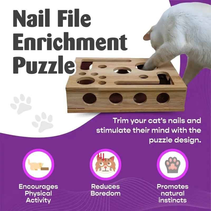 🎁😻✨Cat Scratch Puzzle Enrichment Box: Nail File Stress Free Alternative to Clippers and Grinders - Image 2