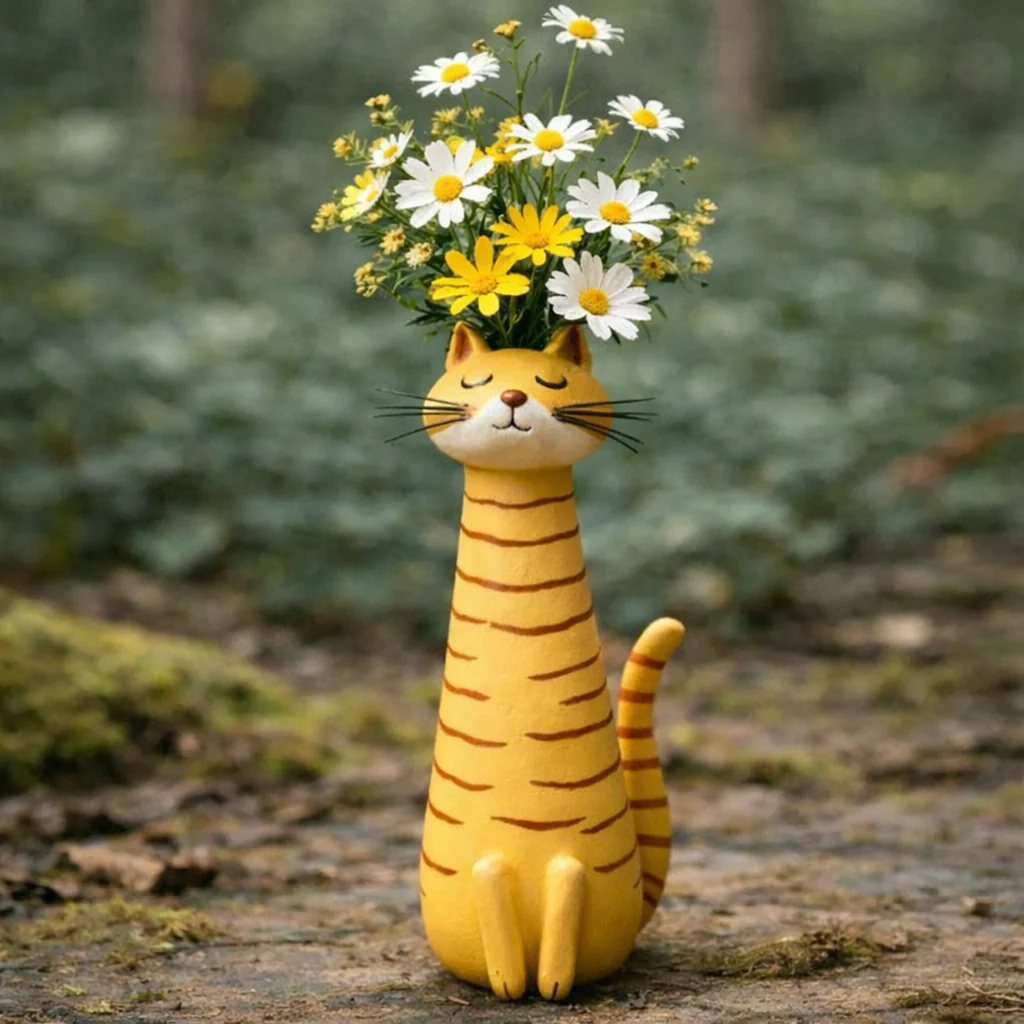 Handmade quirky cat-shaped vas - Image 2
