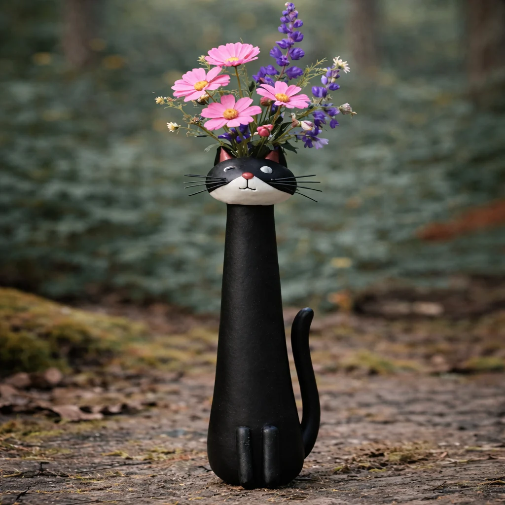 Handmade quirky cat-shaped vas - Image 4