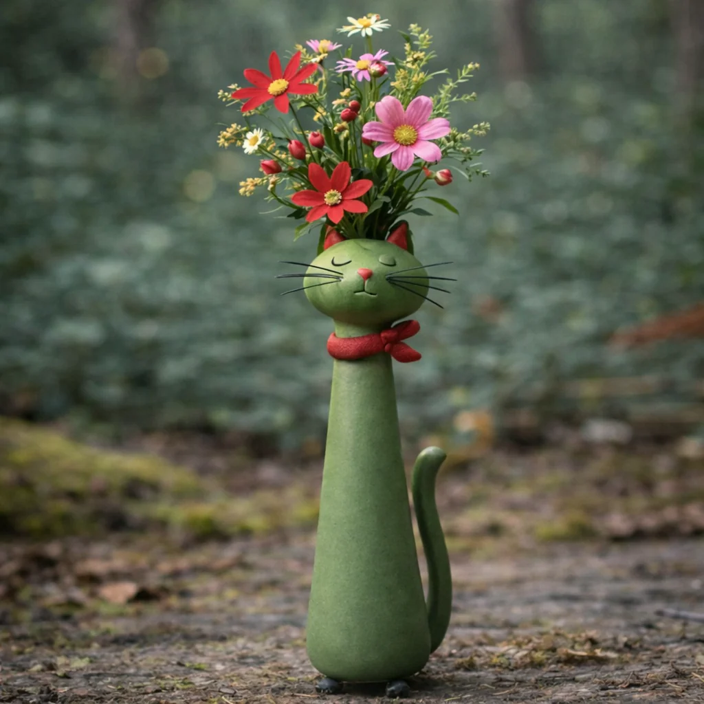 Handmade quirky cat-shaped vas - Image 5