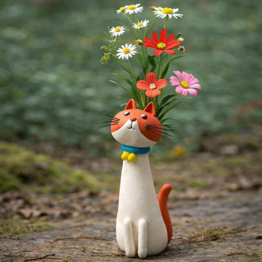 Handmade quirky cat-shaped vas - Image 6