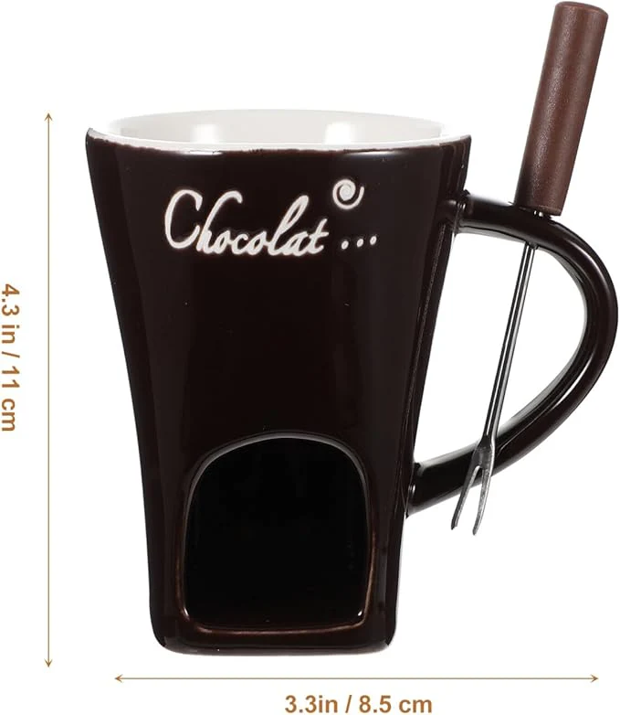 Ceramic Fondue Set – Chocolate, Cheese & Butter Melting Pot with Fork and Tealight Candle - Image 13