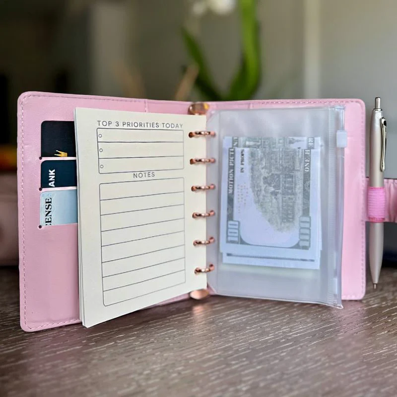 👛Checkered Pocket A7 Budget Mini Binder Wallet Planner Notebook with Money Stuffing Zip Envelopes👛 - Image 3