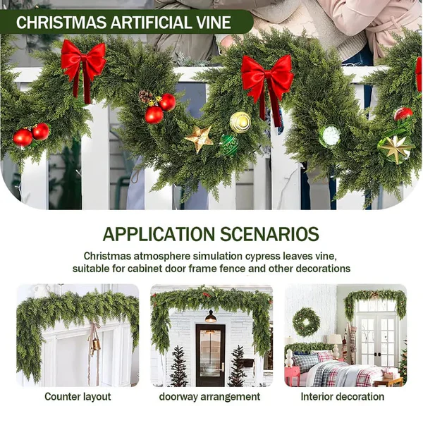 🎅⛄Christmas Artificial Cypress Leaf Vine Wreath🎄(1.8m) - Image 11