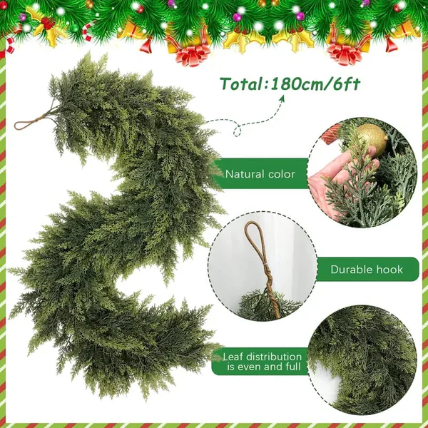 🎅⛄Christmas Artificial Cypress Leaf Vine Wreath🎄(1.8m) - Image 9