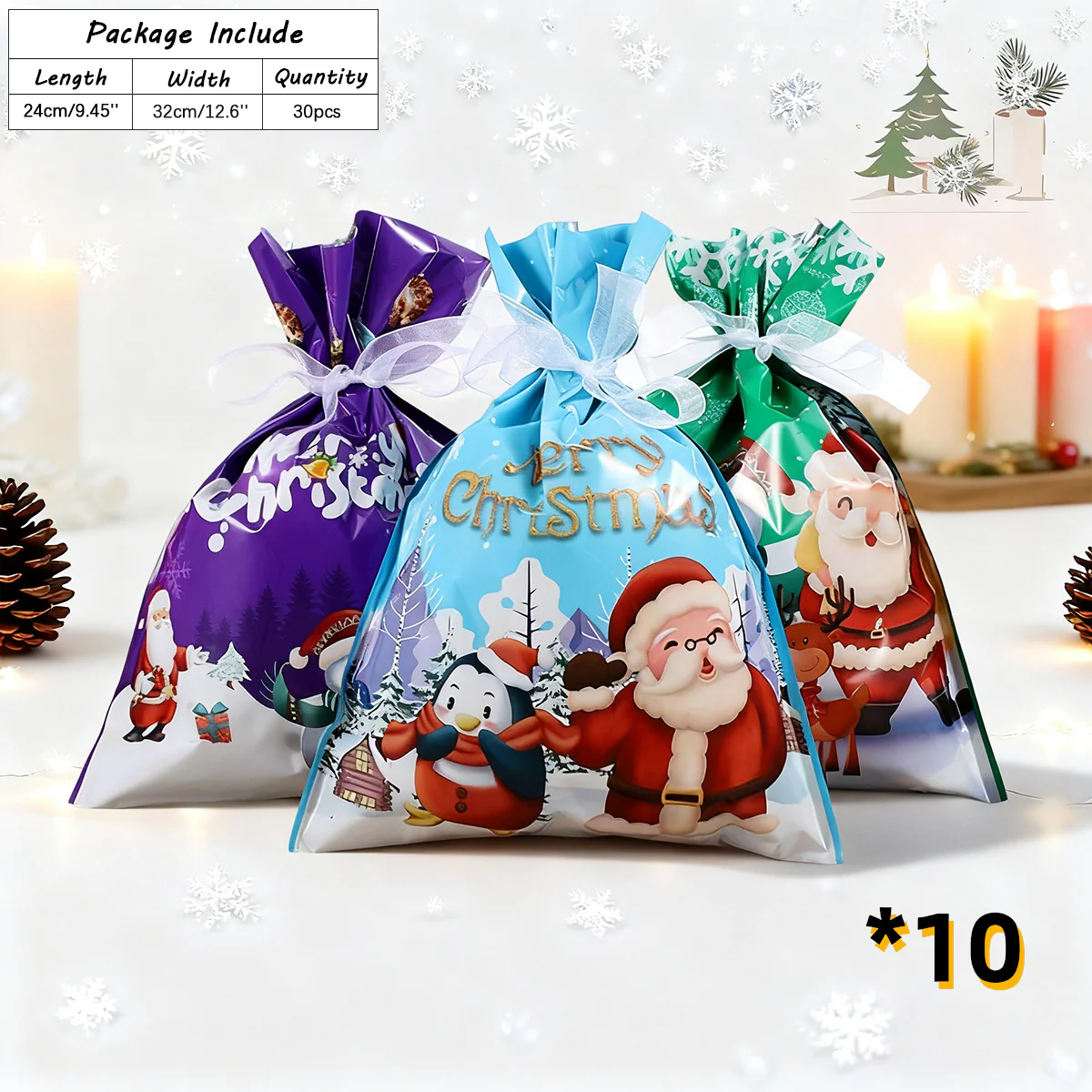 Christmas Cheer Drawstring Gift Bags - Image 11