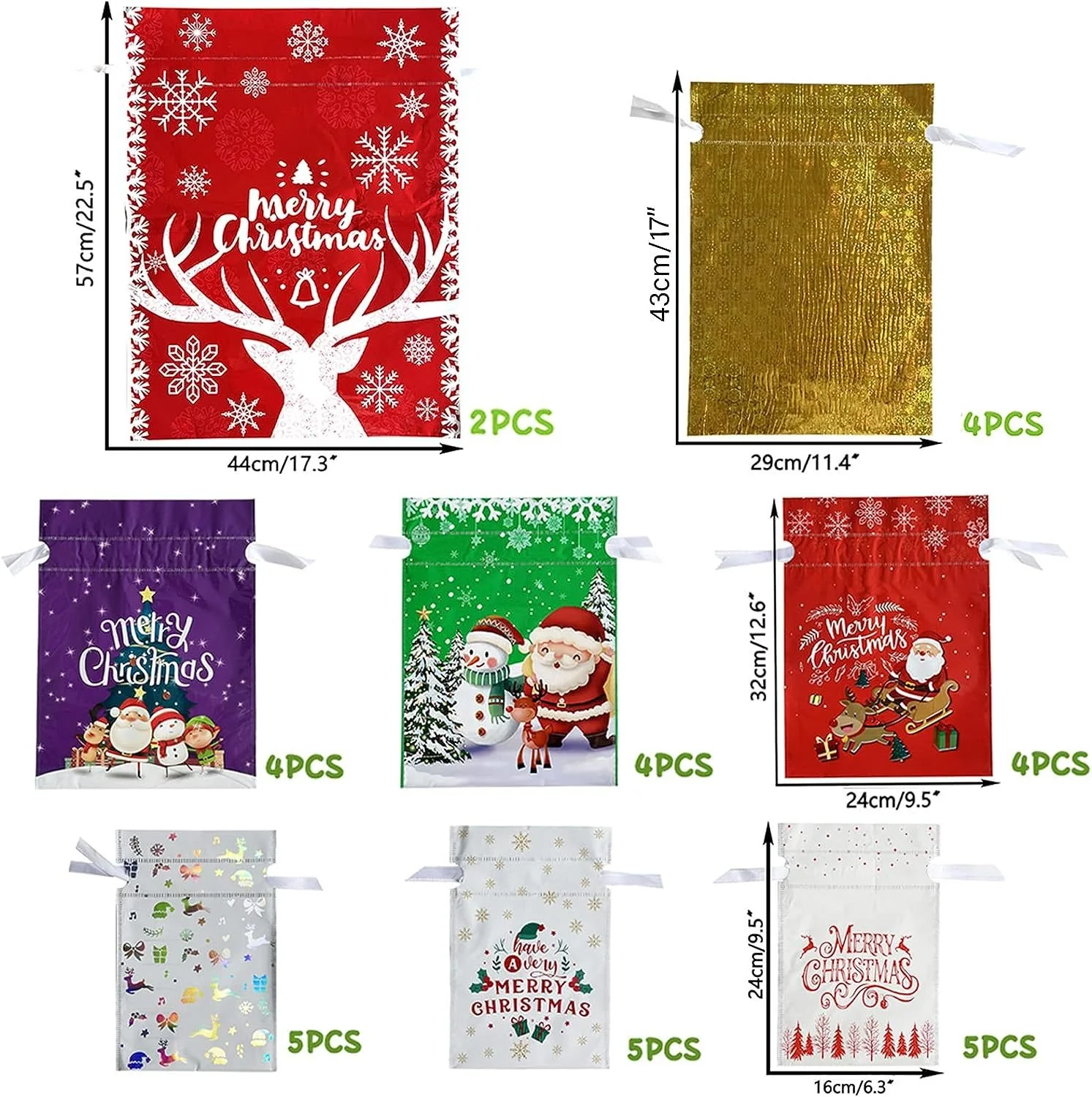 Christmas Cheer Drawstring Gift Bags - Image 13