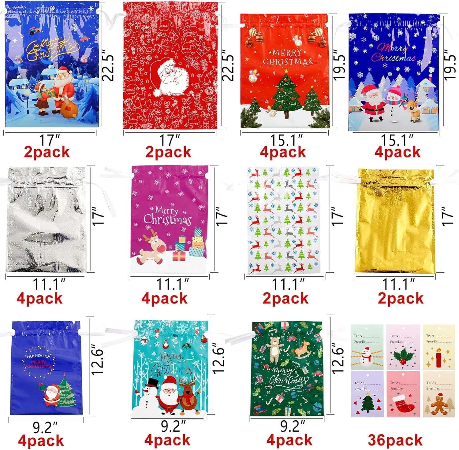 Christmas Cheer Drawstring Gift Bags - Image 18
