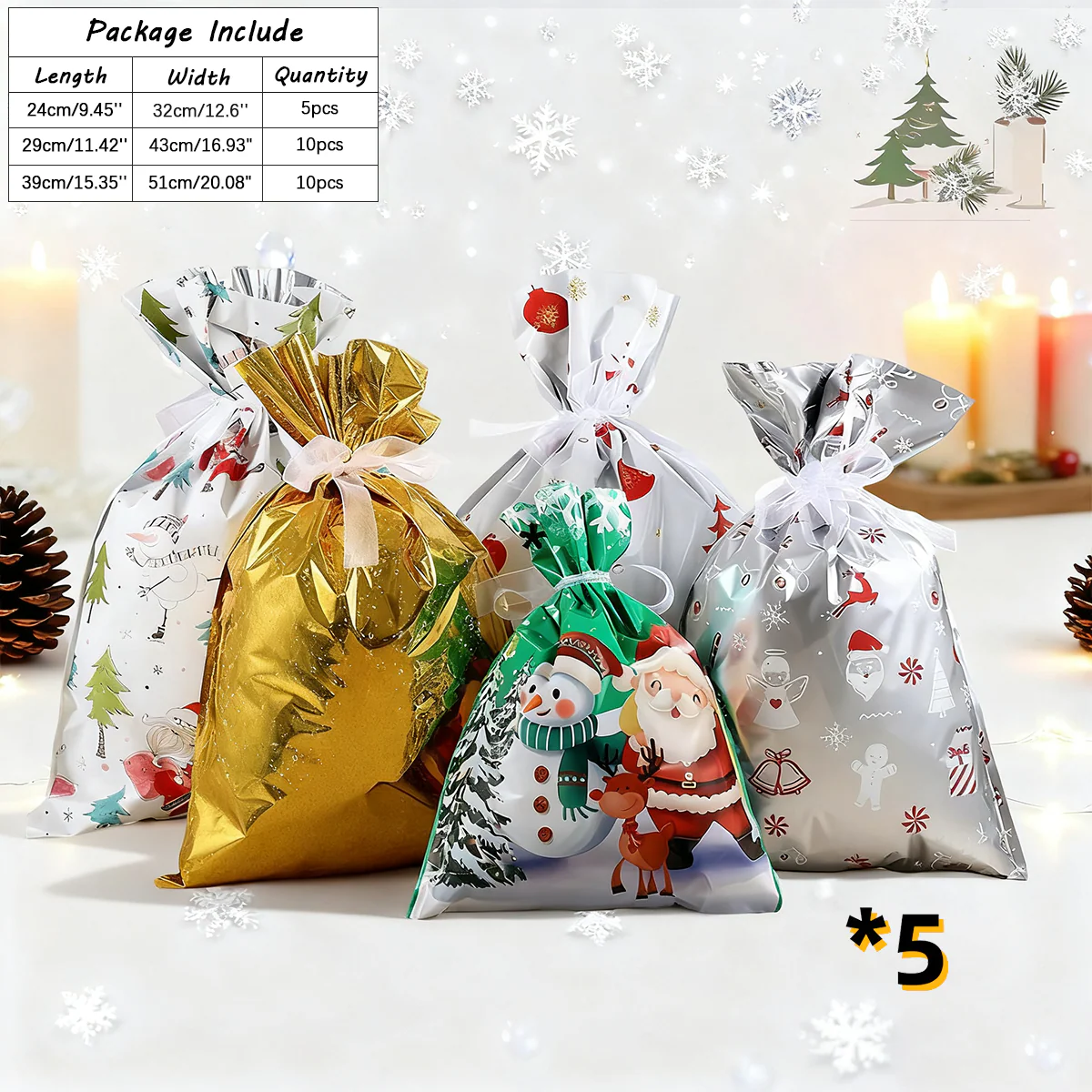 Christmas Cheer Drawstring Gift Bags - Image 3