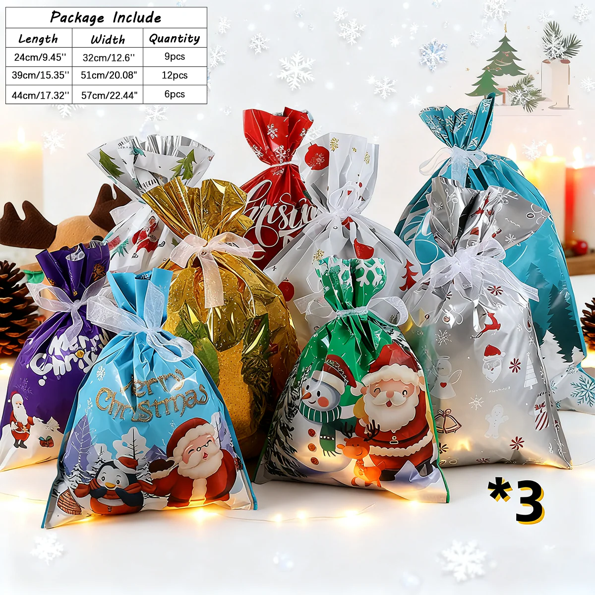 Christmas Cheer Drawstring Gift Bags - Image 4