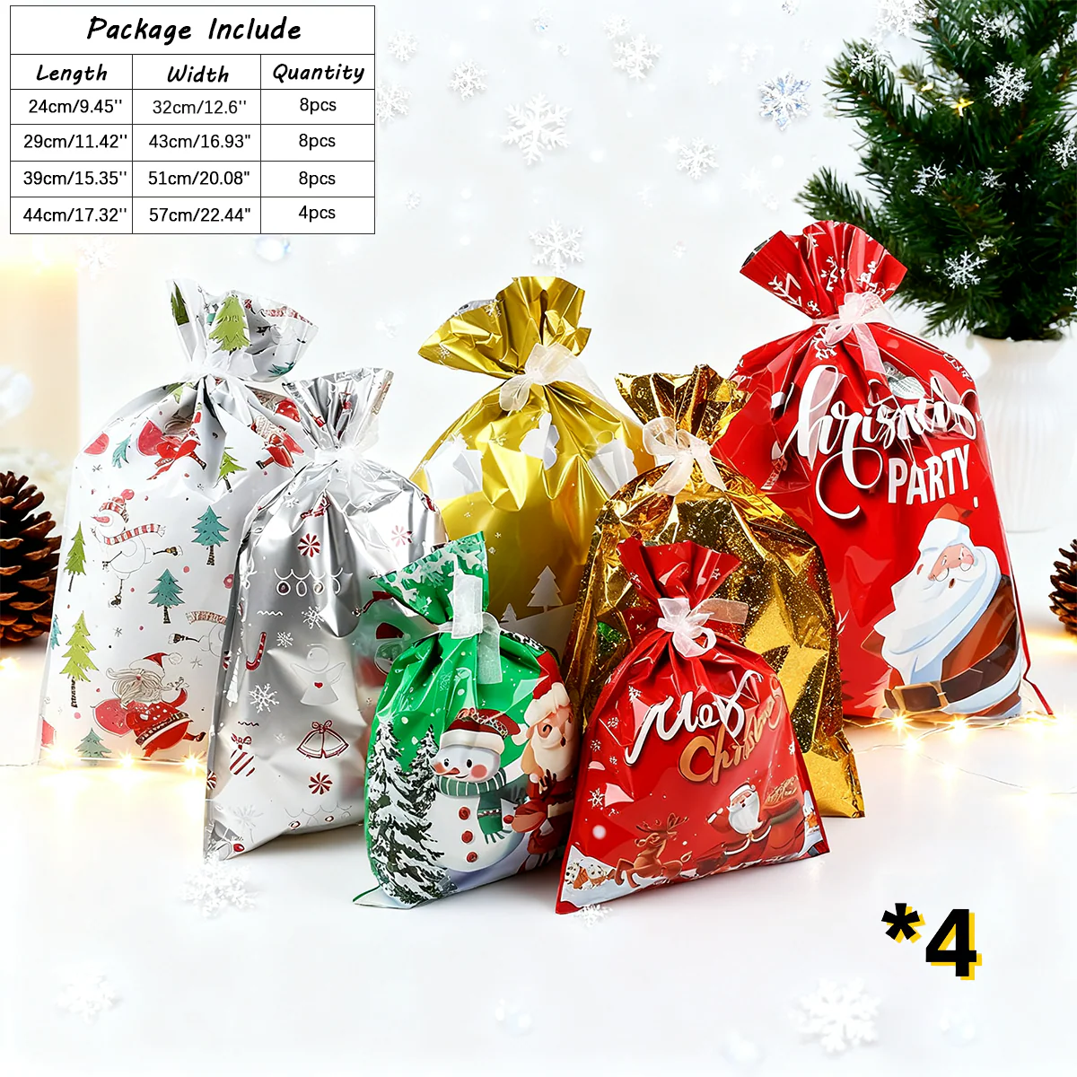 Christmas Cheer Drawstring Gift Bags - Image 5