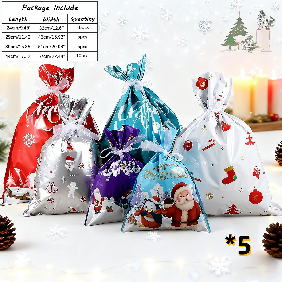 Christmas Cheer Drawstring Gift Bags - Image 6