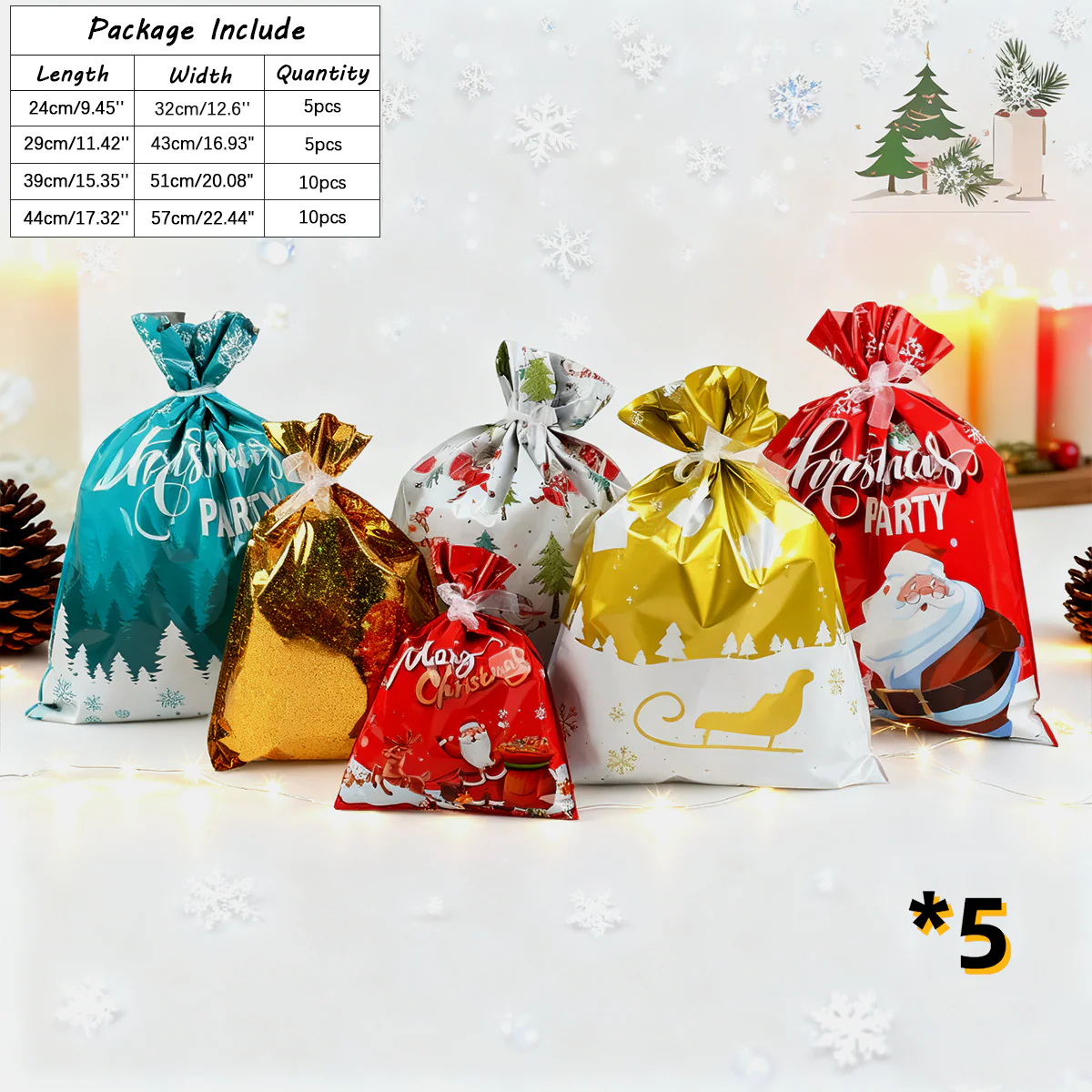 Christmas Cheer Drawstring Gift Bags - Image 8